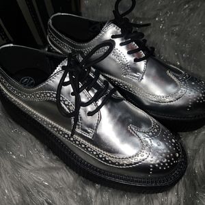 T.U.K silver platform creepers